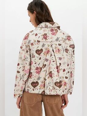 Free People/We The Free Opal Swing Printed Denim Jacket Size XS NWT
